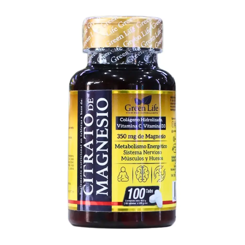 CITRATO DE MAGNESIO 100 TABLETAS 350MG GREEN LIFE