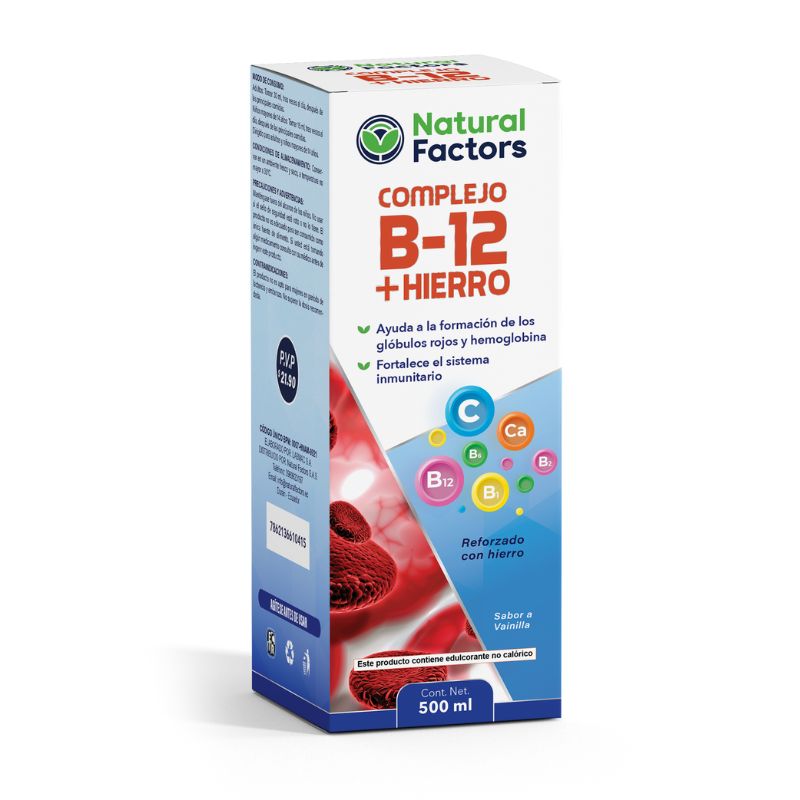 COMPLEJO B-12+HIERRO JARABE 500 ML NATURAL FACTORS