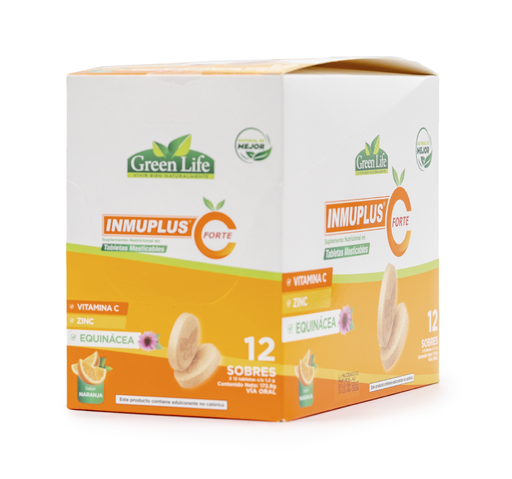 [GLF-0021] INMUPLUS TABLETAS MASTICABLES CAJA X 12 SOBRES GREEN LIFE