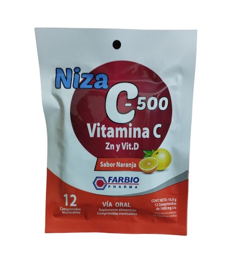 [GRA-0006] NIZA VITAMINA C 500 ZINC Y VITAMINA D SOBRE X 12 TABLETAS