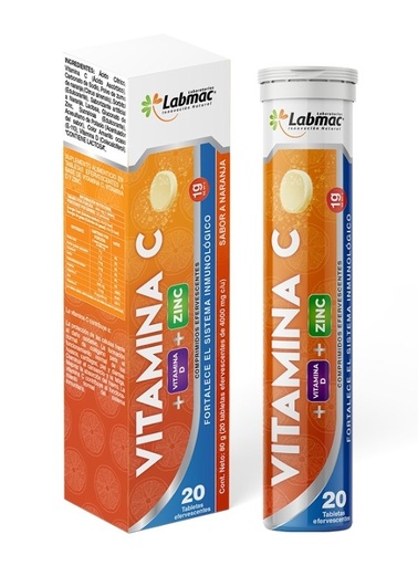[LBM-0119] VITAMINA C EFERVESCENTE +ZIN+ D3 X  20 TABLETAS LABMAC