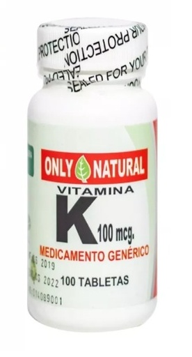 [ONL-0001] VITAMINA K 100 TABLETAS 100 MCG ONLY NATURAL