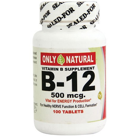 [ONL-0008] VITAMINA B-12 X 100TAB. 500MCG ONLY NATURAL