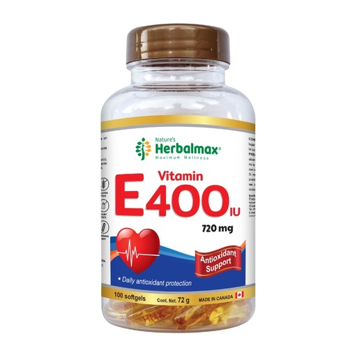 [HMX-0034] VITAMIN E 400 IU 100 SOFTGEL 720MG HERBALMAX