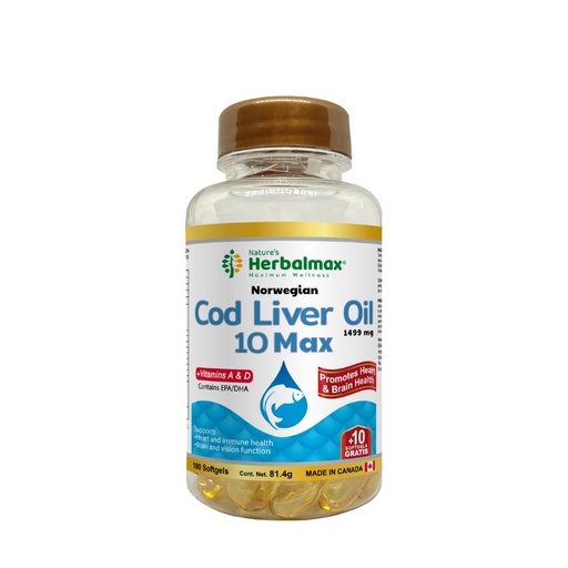 [HMX-0052] COD LIVER OIL 10 MAX 110 SOFTGEL 1499MG HERBALMAX