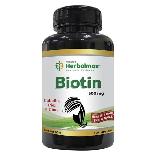[HMX-0032] BIOTIN 100 CAPSULAS 500MG HERBALMAX